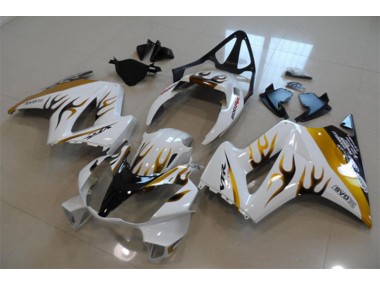 02-13 Blanc Or Flamme VFR800 Carénage Moto