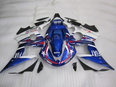 03-05 Bleu Blanc Motul Fiat YZF R6 Carénage Moto