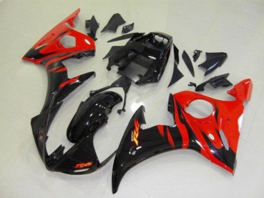 03-05 Noir Rouge Flamme YZF R6 Carénages Moto