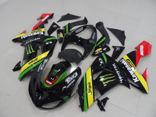 06-07 Noir Jaune Monster ZX10R Carénage Moto