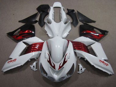06-11 Blanc Rouge Ninja ZX14R ZZR1400 Carénage Moto