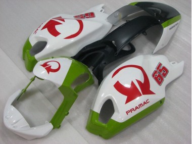 08-12 Blanc Rouge PRAMAC 65 Ducati Monster 696 Carénage Moto