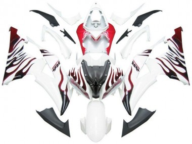 08-16 Blanc Rouge Flamme R6 YZF R6 Carénage Moto