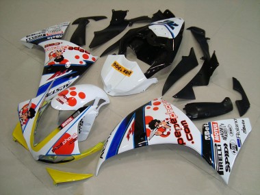 09-11 Blanc Noir Pepe Phone YZF R1 Carénage Moto
