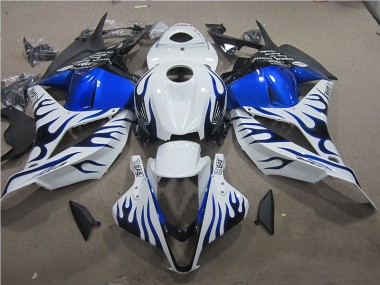 09-12 Blanc Bleu Flamme CBR600RR Carénage Moto