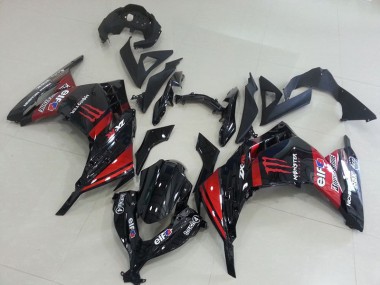 13-16 Noir Rouge Monster ZX300R Carénage Moto