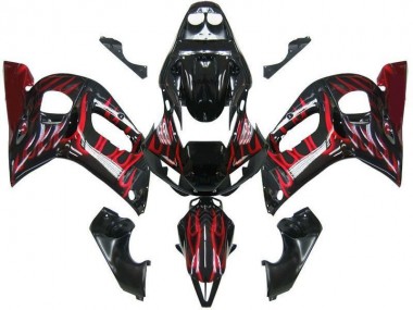 98-02 Noir Rouge Flamme YZF R6 Carénage Moto