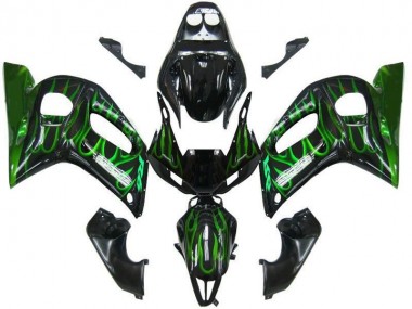 98-02 Noir Vert Flamme YZF R6 Carénage Moto